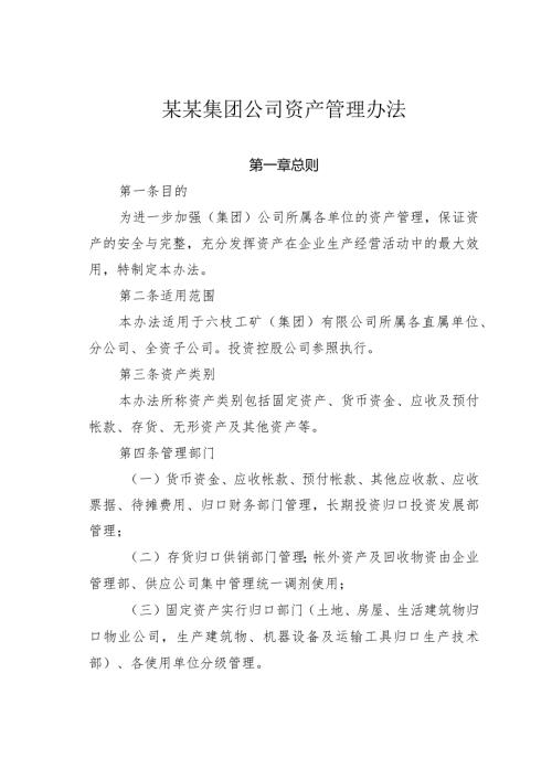某某集团公司资产管理办法.docx