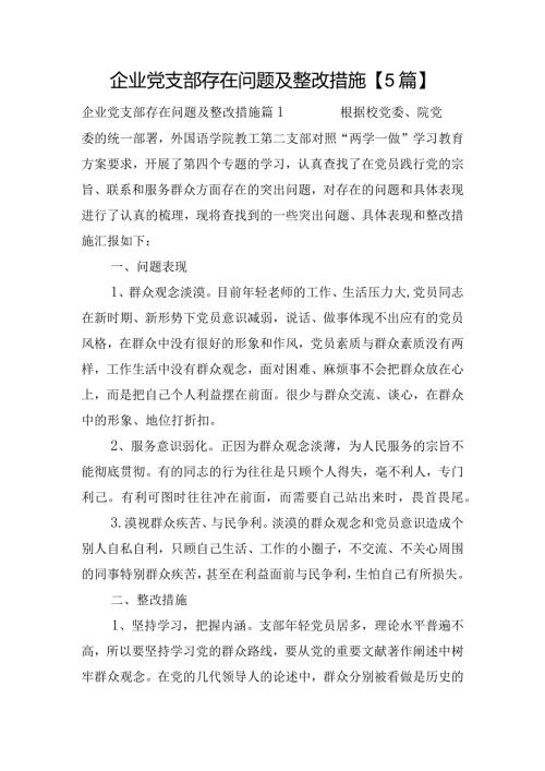 企业党支部存在问题及整改措施【5篇】.docx
