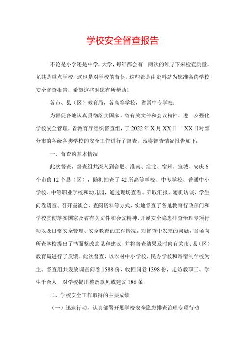 学校安全督查报告.docx