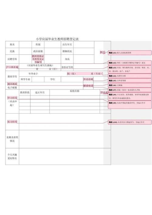 小学应毕业生教师招聘登记表.docx