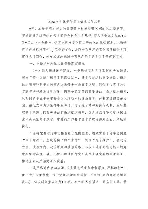 2023年主体责任落实情况工作总结.docx