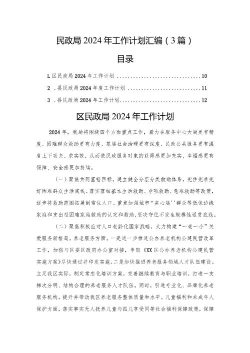 民政局2024年工作计划汇编（3篇）.docx