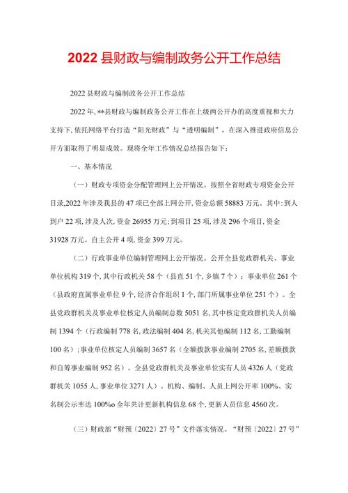 2022县财政与编制政务公开工作总结.docx