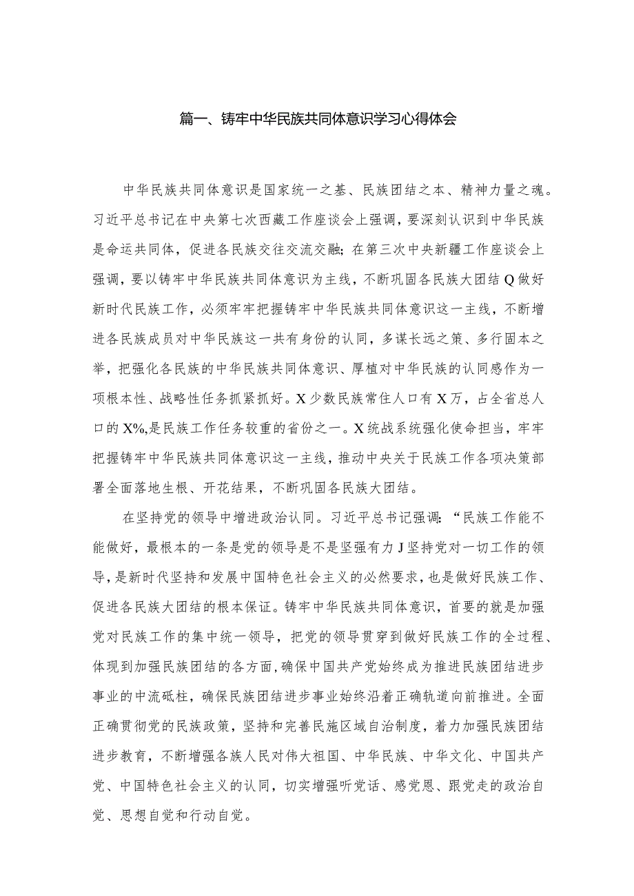 铸牢中华民族共同体意识学习心得体会最新精选版【15篇】.docx_第3页