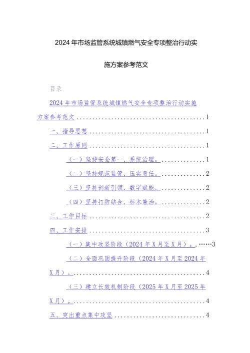 2024年市场监管系统城镇燃气安全专项整治行动实施方案参考范文.docx