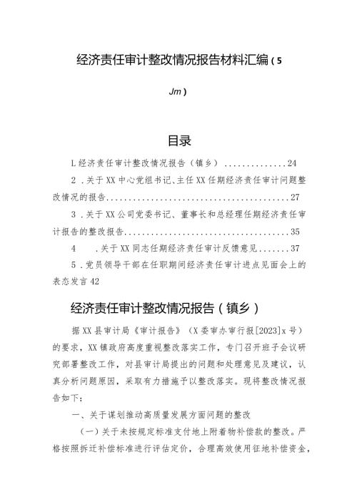 经济责任审计整改情况报告材料汇编（5篇）.docx