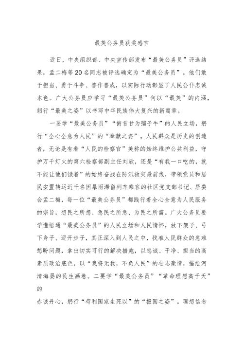 最美公务员获奖感言.docx