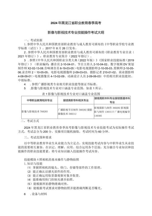 762影像与影视技术专业技能操作考试大纲.docx