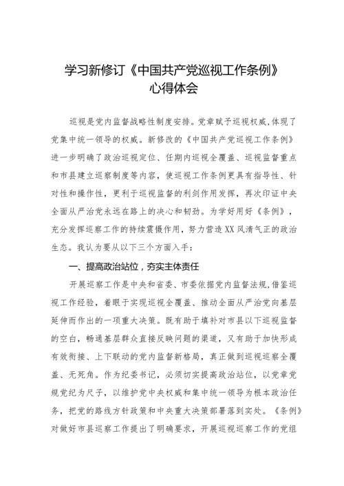 纪检干部学习2024年新修订《中国共产党巡视工作条例》心得体会14篇.docx