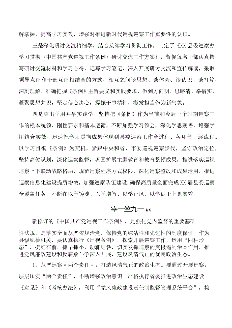 （9篇）2024年新版中国共产党巡视工作条例研讨交流发言材及心得体会.docx_第2页