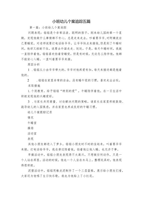 小班幼儿个案追踪五篇.docx
