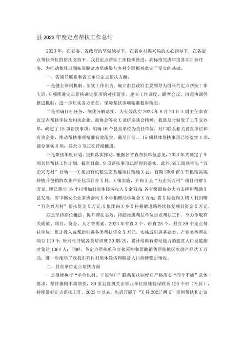 县2023定点帮扶工作总结(1).docx