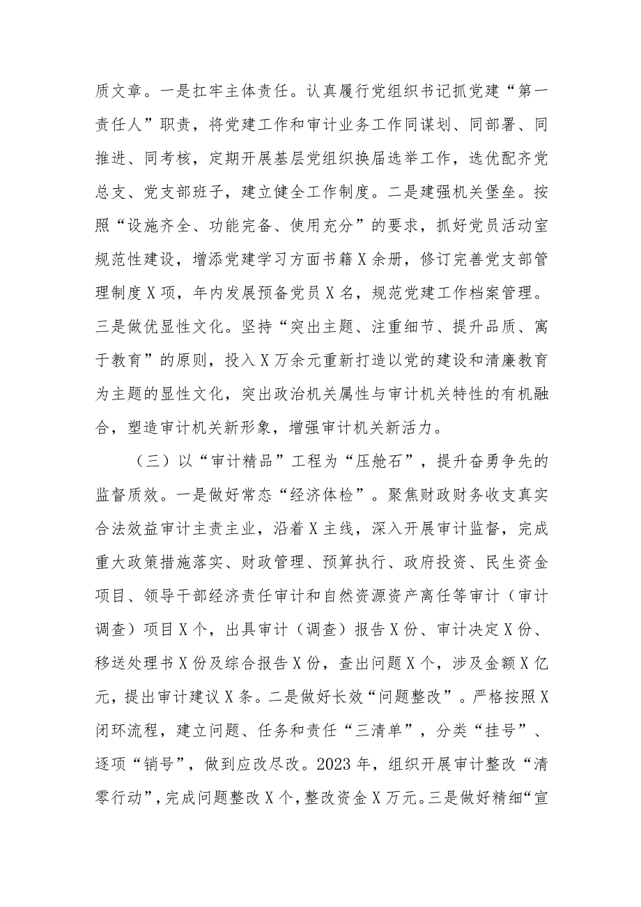 县审计局2023抓基层党建工作述职和述责述廉报告.docx_第2页