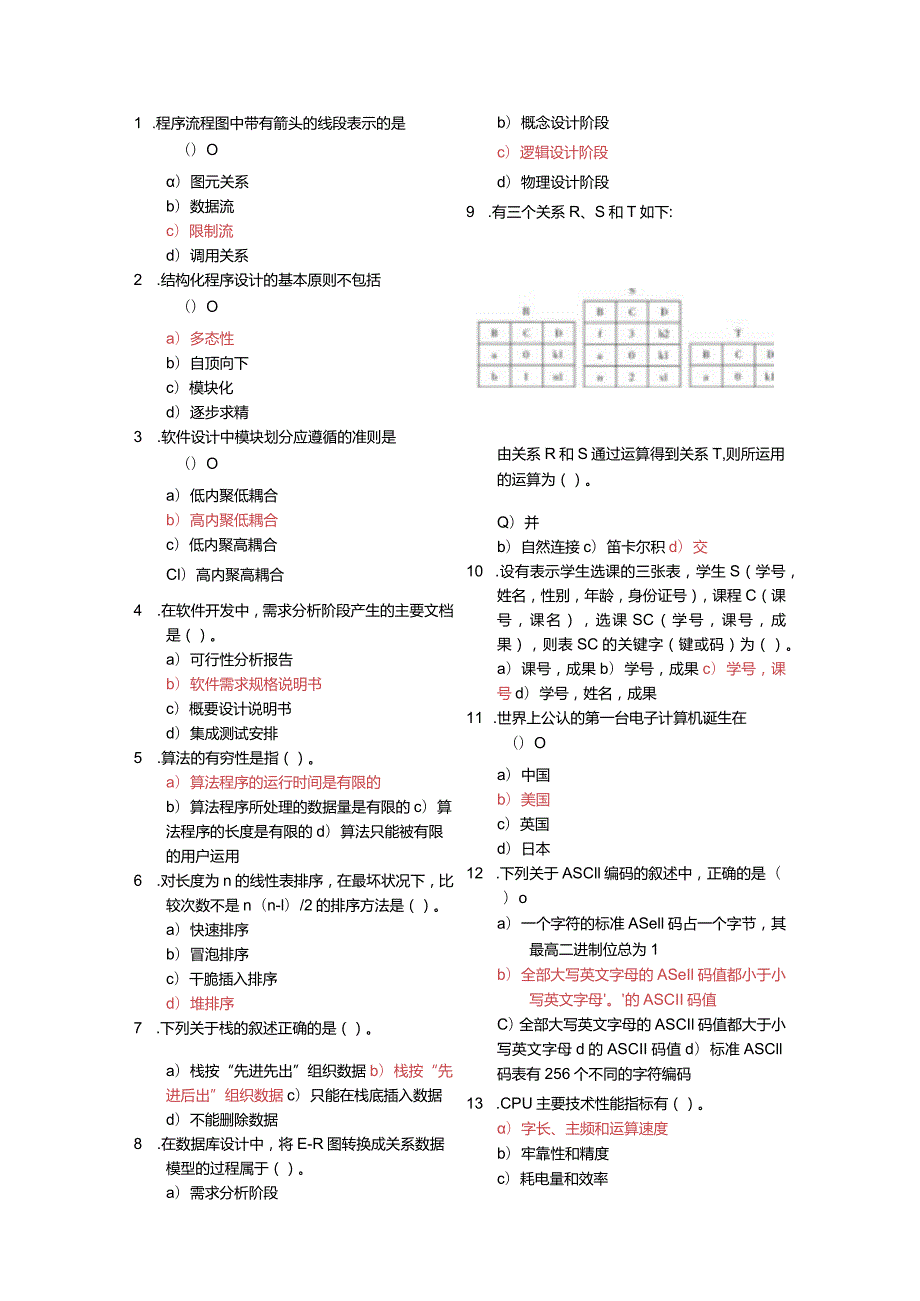 2024年3月计算机二级MsOffice选择题汇总.docx_第1页