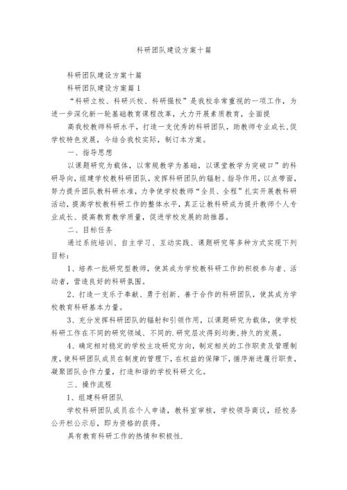 科研团队建设方案十篇.docx
