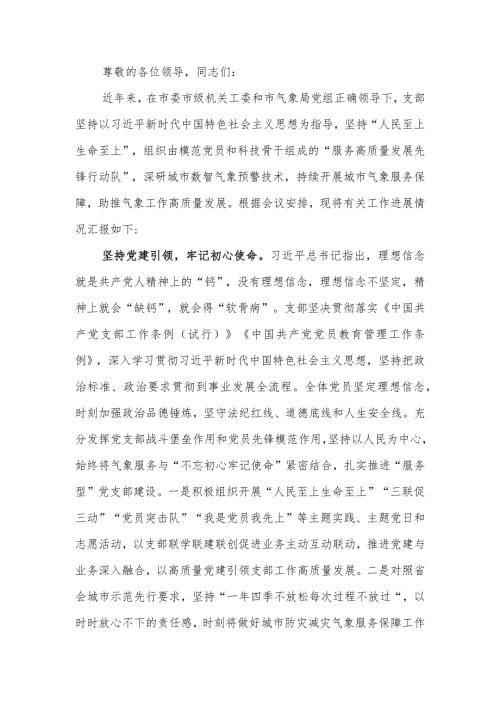 党支部在2024年全市机关党支部工作会议上的汇报发言.docx