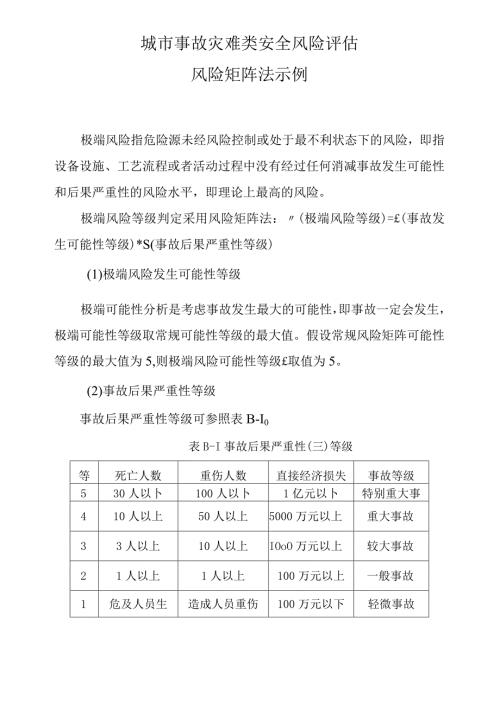 城市事故灾难类安全风险评估风险矩阵法示例.docx