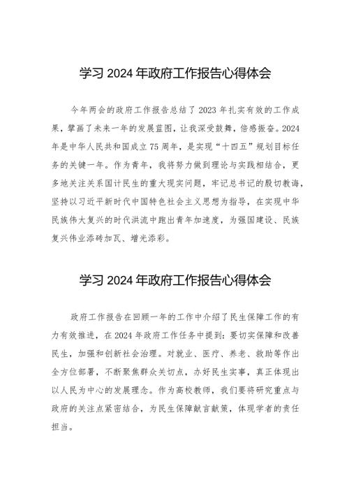 学习2024年两会政府工作报告心得体会范文40篇.docx