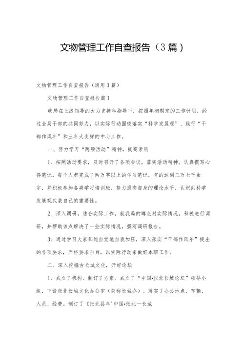 文物管理工作自查报告（3篇）.docx