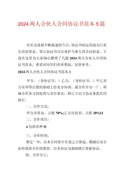 2024两人合伙人合同协议书范本5篇.docx