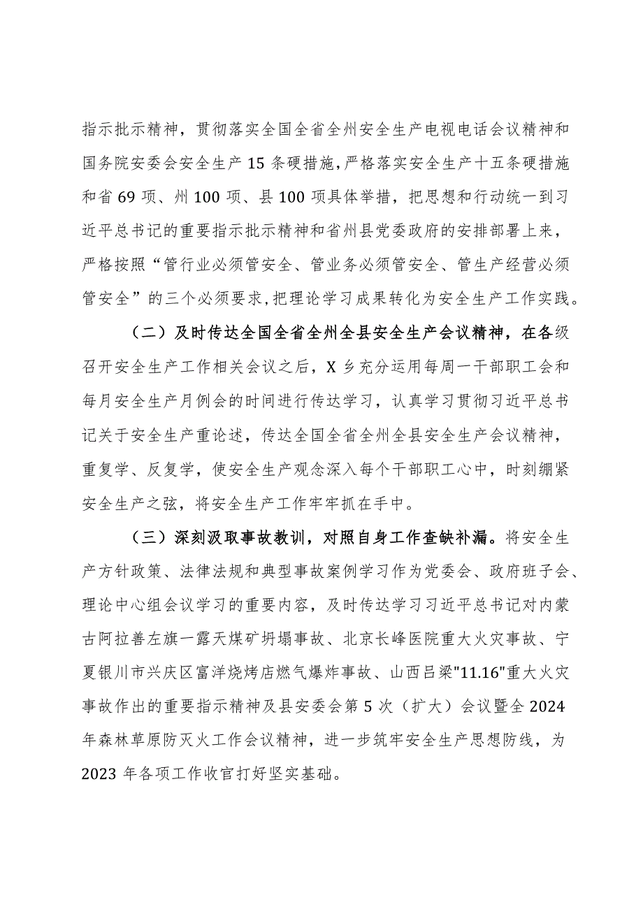 乡2023年安全生产目标责任制自检自查报告(1).docx_第2页