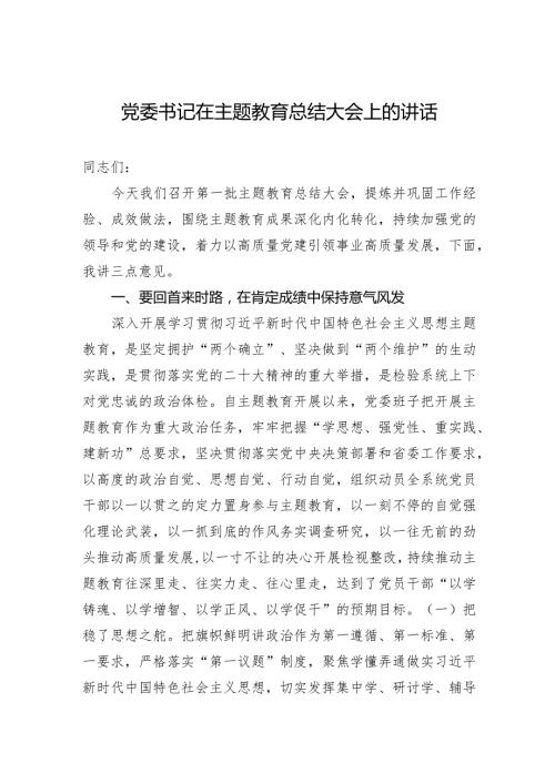 003党委书记在主题教育总结大会上的讲话.docx