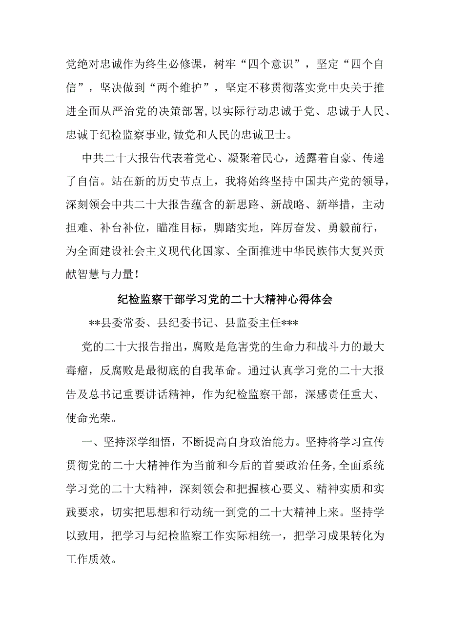 纪检监察干部学习党的二十大精神心得体会.docx_第3页