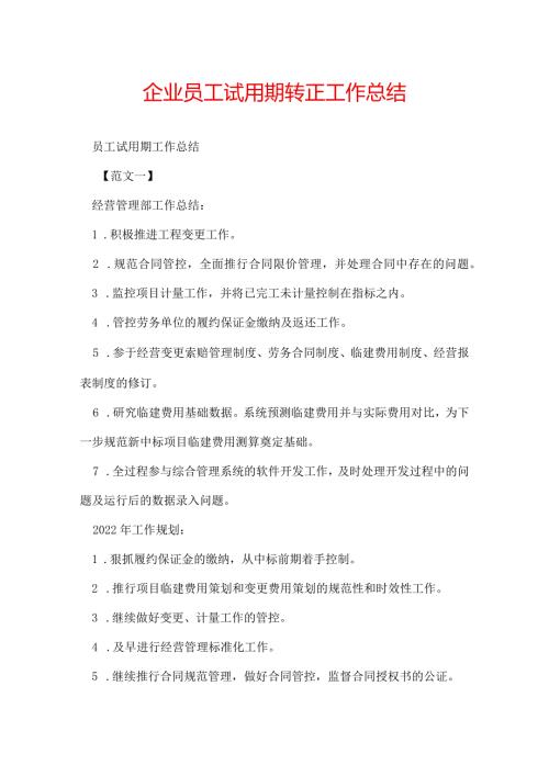 企业员工试用期转正工作总结.docx
