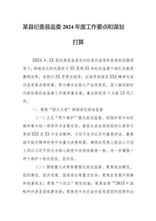 某县纪委县监委2024工作要点和谋划打算1.docx