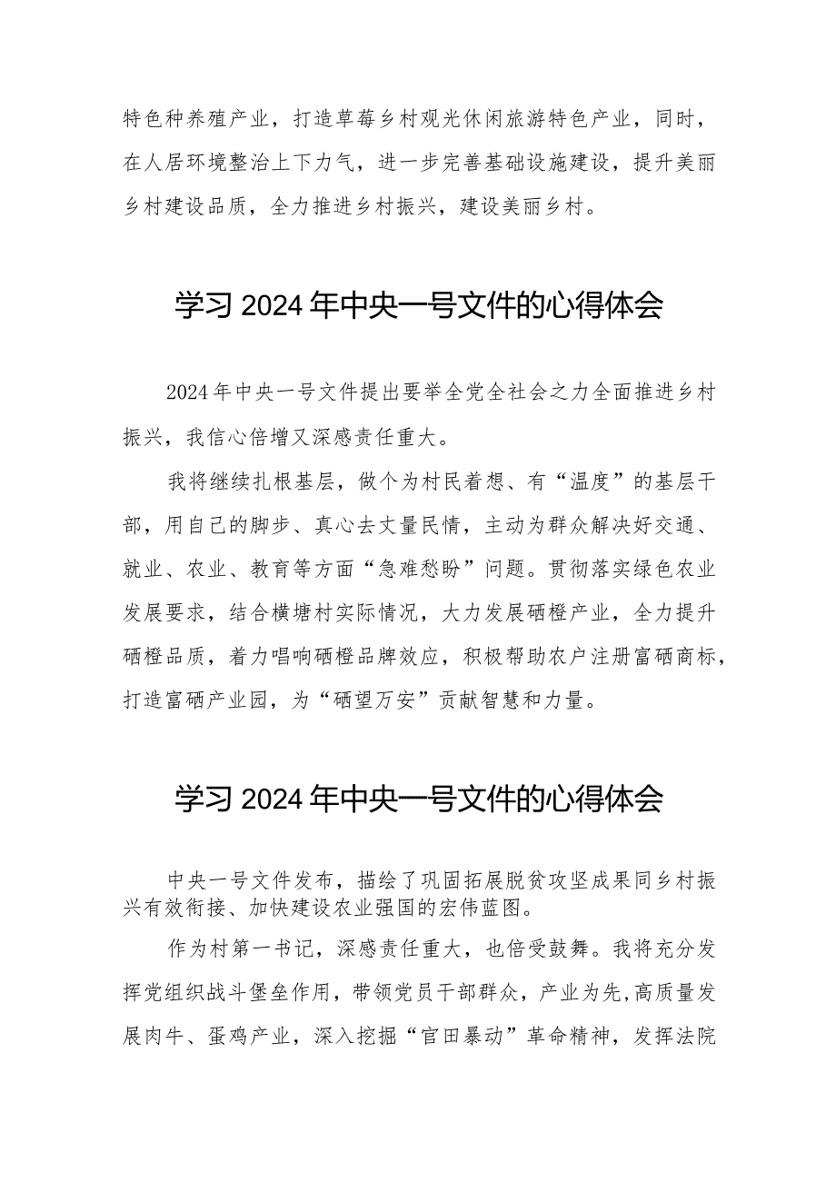 驻村干部学习2024年中央一号文件的心得体会十四篇.docx_第3页