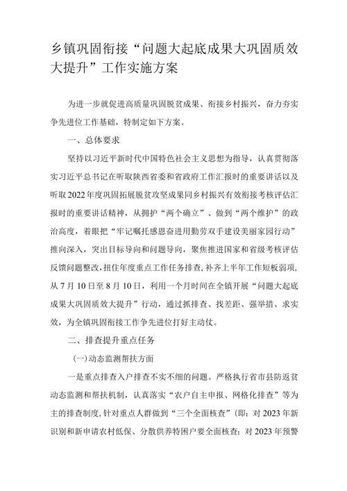 乡镇巩固衔接“问题大起底成果大巩固质效大提升”工作实施方案.docx