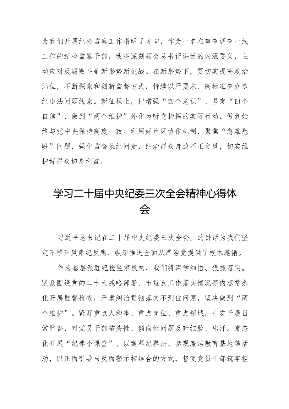 二十中央纪委三次全会精神学习体会发言稿(25篇).docx_第2页