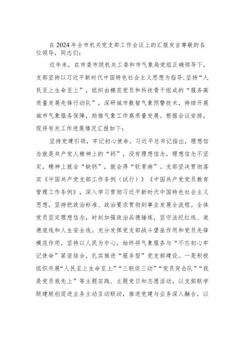 在2024年全市机关党支部工作会议上的汇报发言.docx