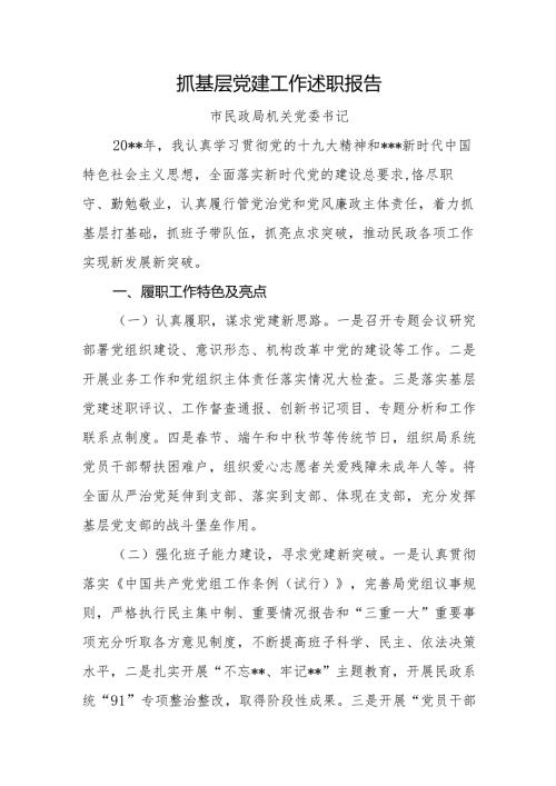 抓基层党建工作述职报告市民政局.docx