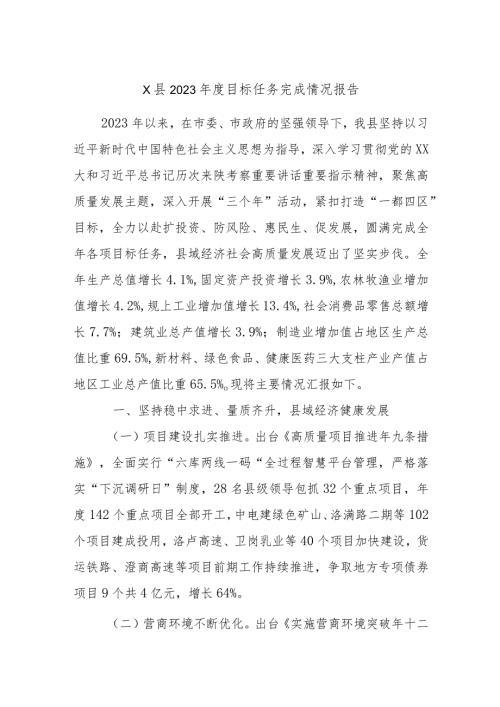 X县2023目标任务完成情况报告.docx
