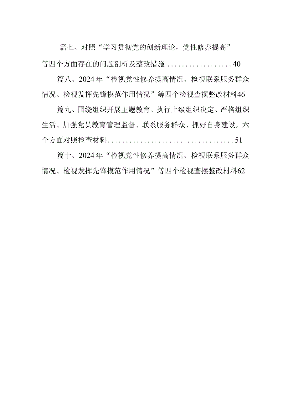 2024年“检视党性修养提高情况、检视联系服务群众情况、检视发挥先锋模范作用情况”等四个检视查摆整改材料(10篇合集).docx_第2页