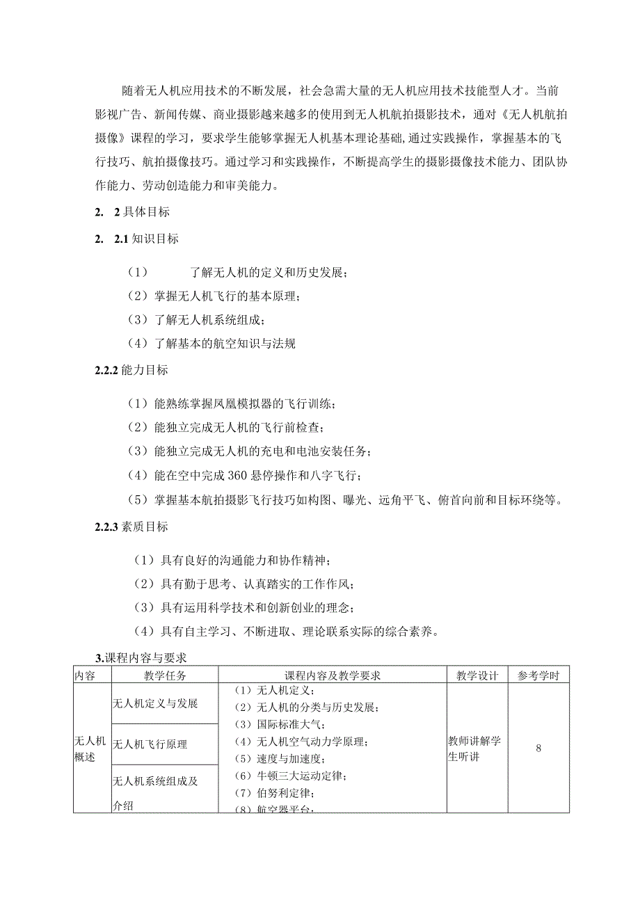 《无人机航拍摄像》课程标准.docx_第2页