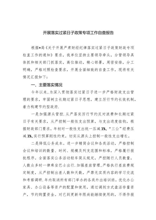 开展落实过紧日子政策专项工作自查报告9篇（详细版）.docx
