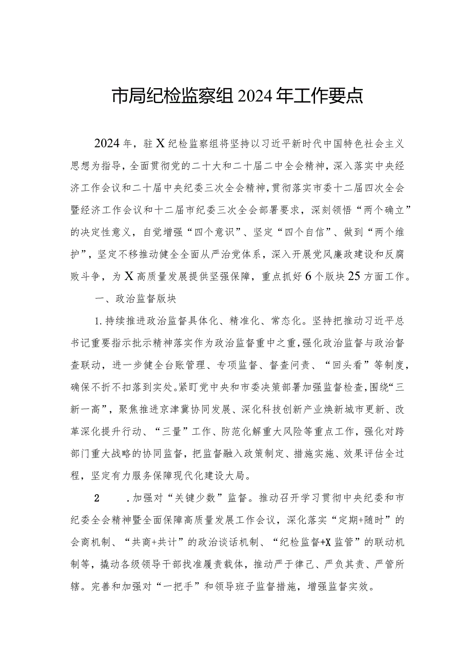 市局纪检监察组2024年工作要点(2).docx_第1页