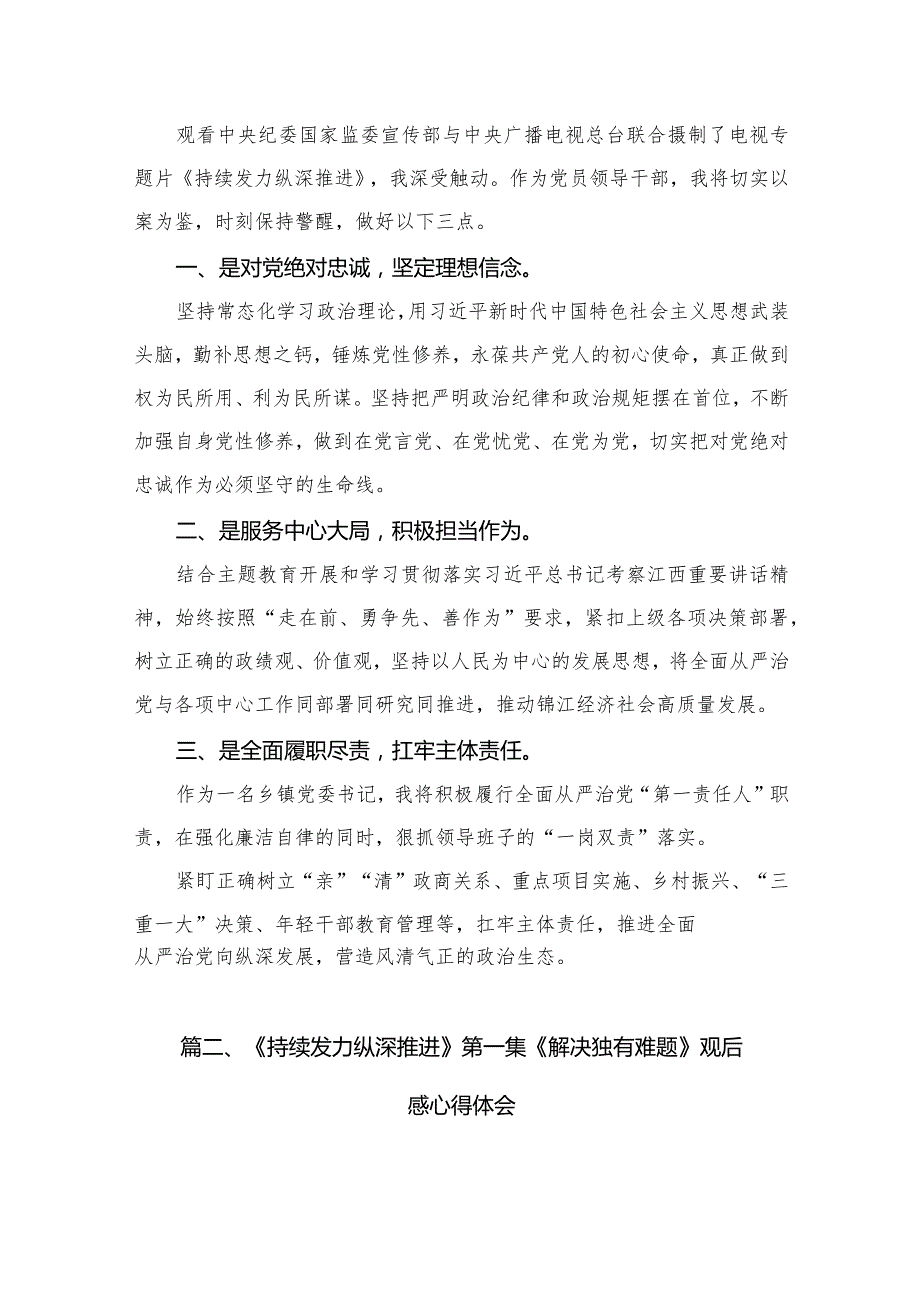 （9篇）收看《持续发力纵深推进》研讨交流发言提纲.docx_第2页