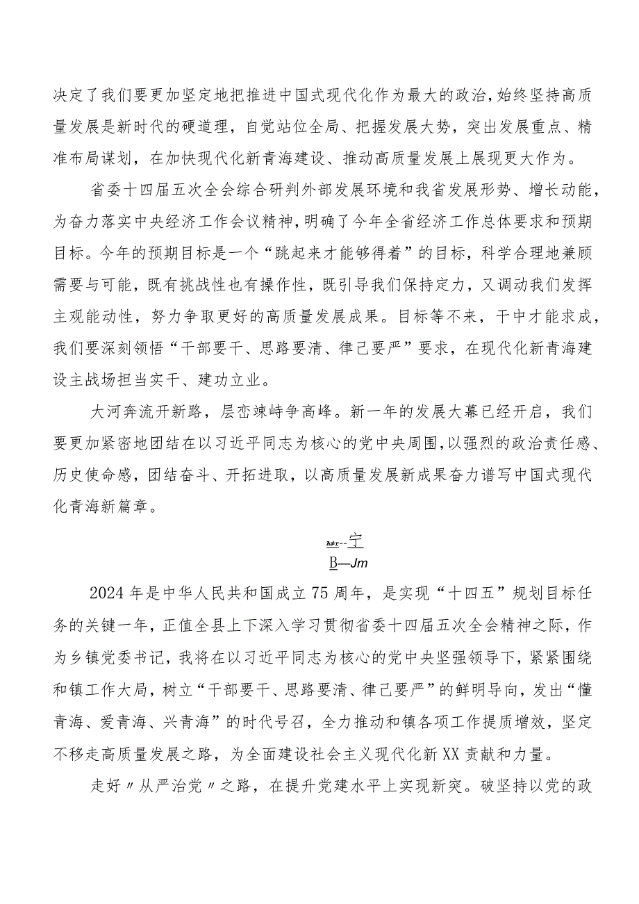 （10篇）青海省委十四五次全会学习研讨发言材料及心得体会.docx_第2页