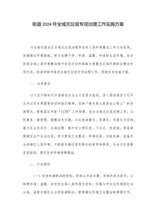 街道2024年全域无垃圾专项治理工作实施方案.docx