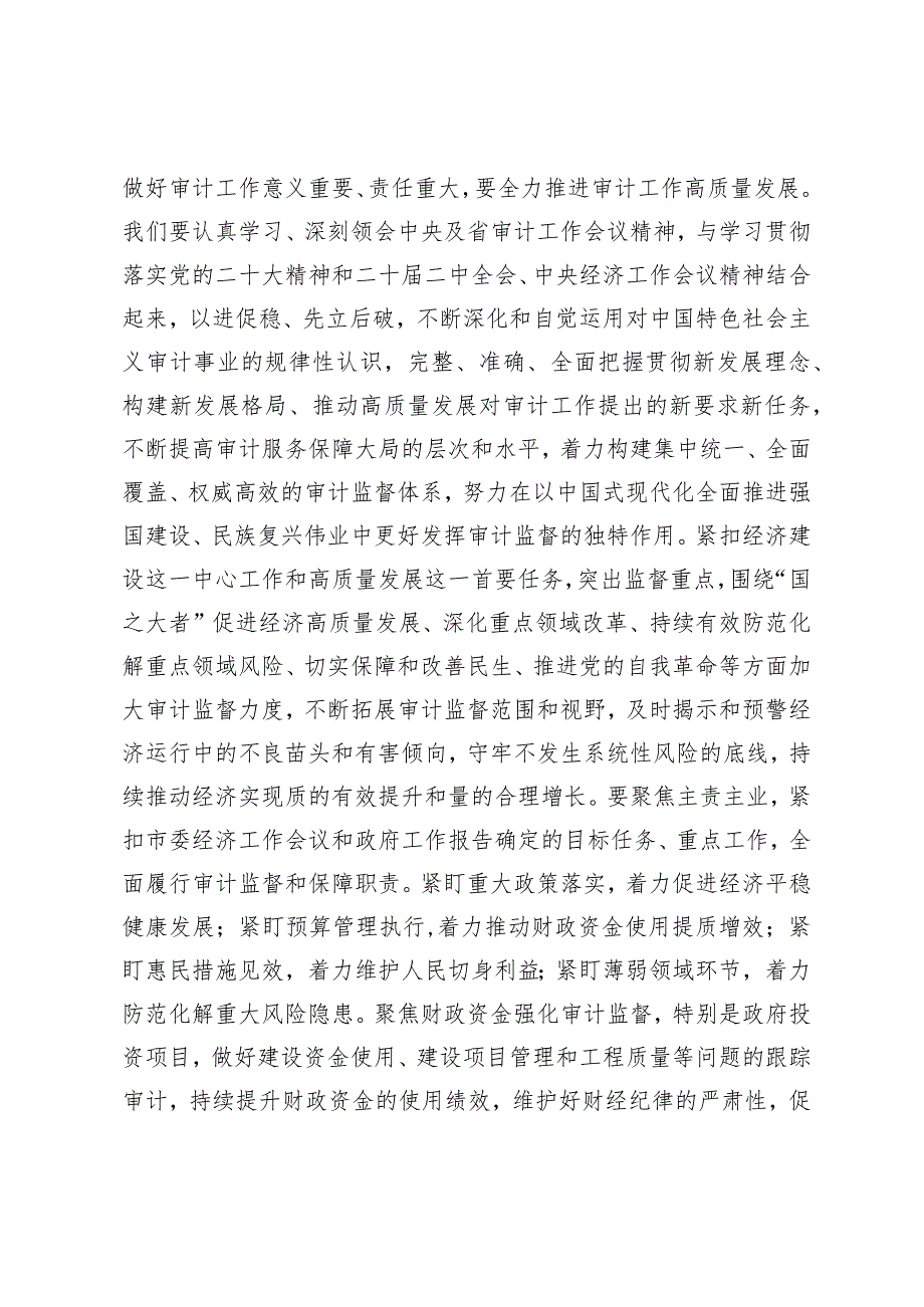（2篇）在2024年审计工作会议上的讲话提纲2024审计工作实施方案.docx_第2页