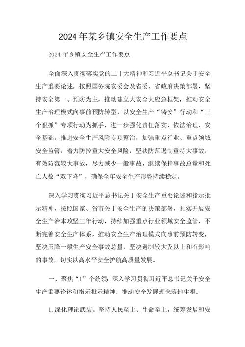 2024年某乡镇安全生产工作要点.docx