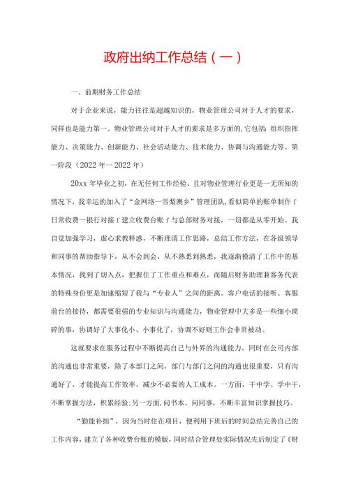 政府出纳工作总结.docx