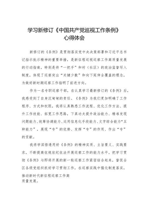 学习2024新版中国共产党巡视工作条例心得感悟14篇.docx