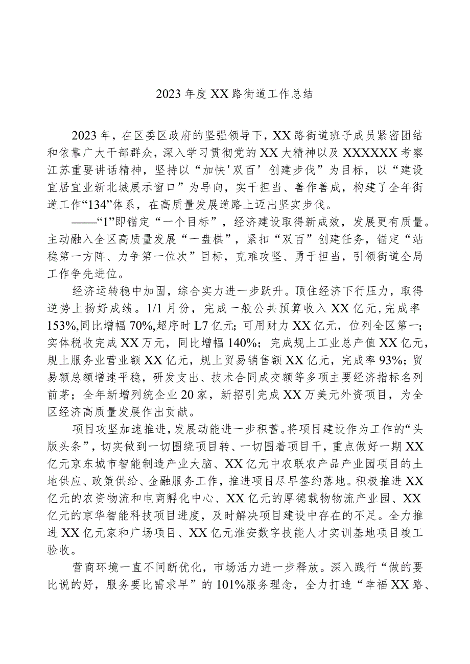 2023XX路街道工作总结.docx_第1页