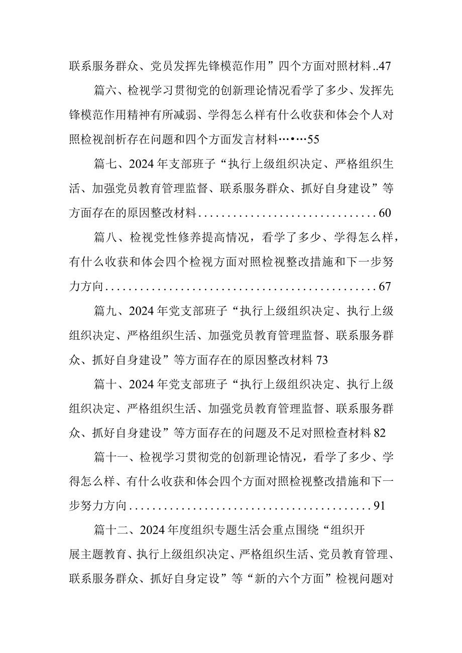 2024年有关专题组织生活会围绕“组织开展专题教育、执行上级组织决定、严格组织生活、党员教育管理、联系服务群众、抓好自身建设”等（新6.docx_第2页