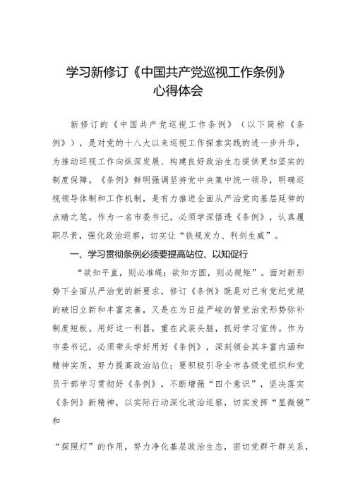 关于2024年新修订《中国共产党巡视工作条例》的心得体会十八篇.docx