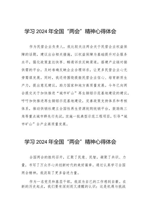 企业学习2024年全国“两会”精神心得体会(55篇).docx